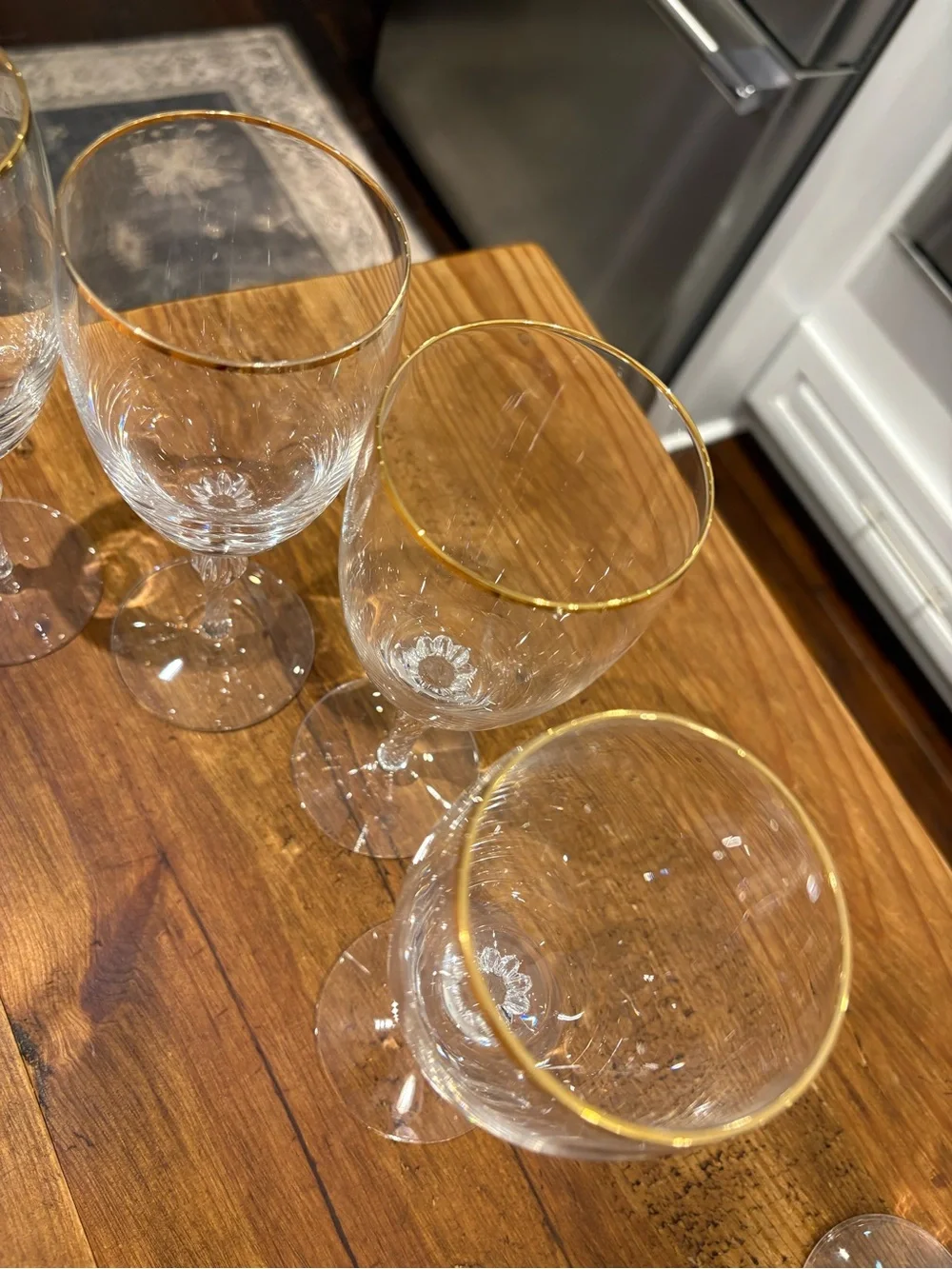 Crystal  Ice Tea Glasses with Gold Rim - Elegant Stemware Lenox Monroe (Set of 4